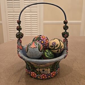 SOLD!!! Jim Shore 2007 Easter Basket w/ 7 Eggs Original Box